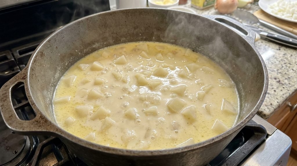 Simmer the Potatoes & Liquid